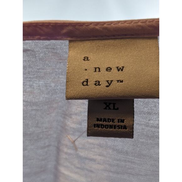 A New Day Blouse Lightweight Pink Relaxed Fit Keyhole Short Sleeve Career XL Top - Picture 3 of 6